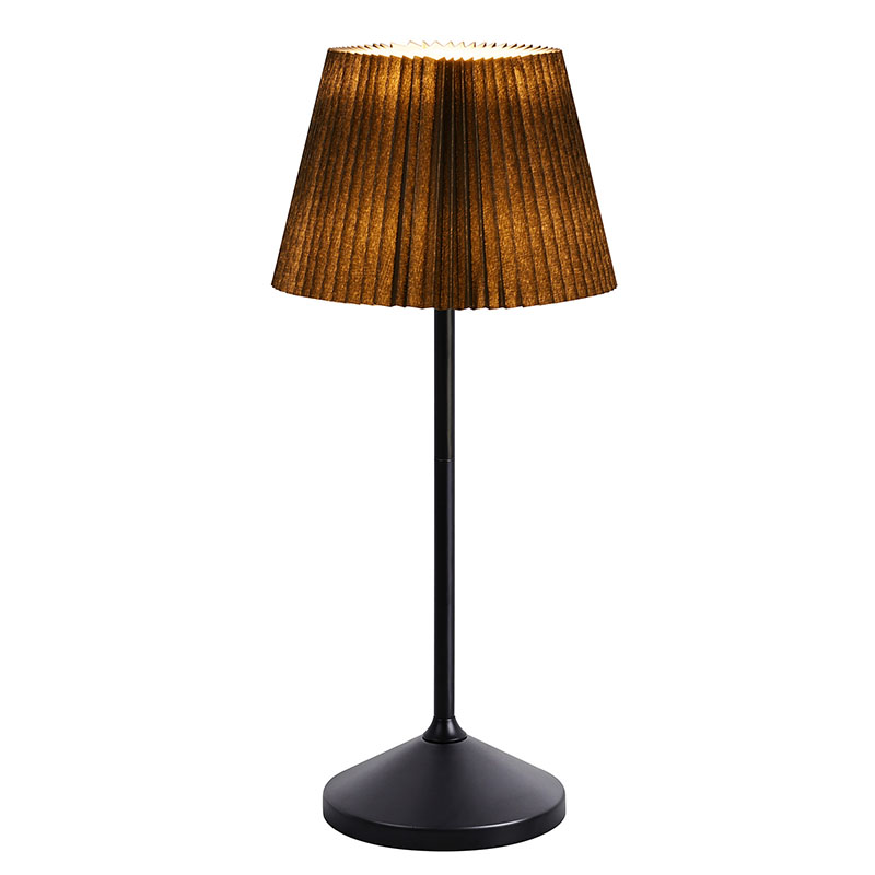 โคมไฟตั้งโต๊ะ LED สีดำพร้อมโป๊ะผ้า