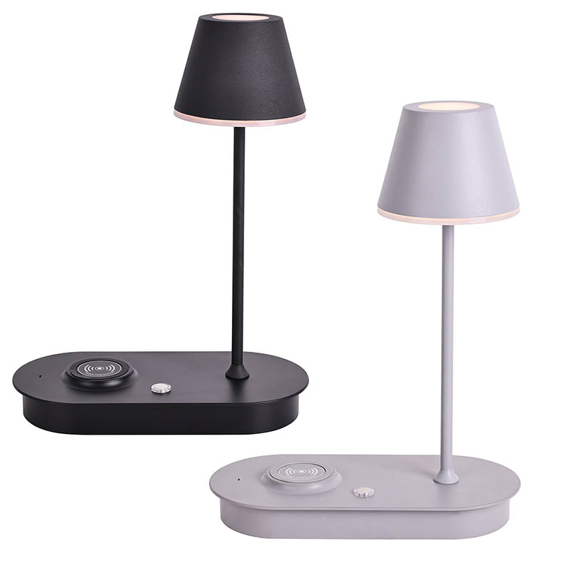 โคมไฟตั้งโต๊ะ LED สีเห็ดพร้อมเครื่องชาร์จไร้สาย