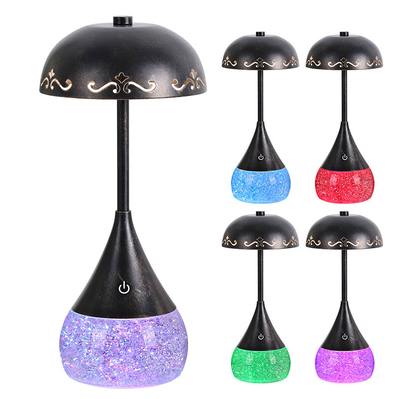 RGB แวววาวโคมไฟตั้งโต๊ะ LED พร้อมฝาโค้ง